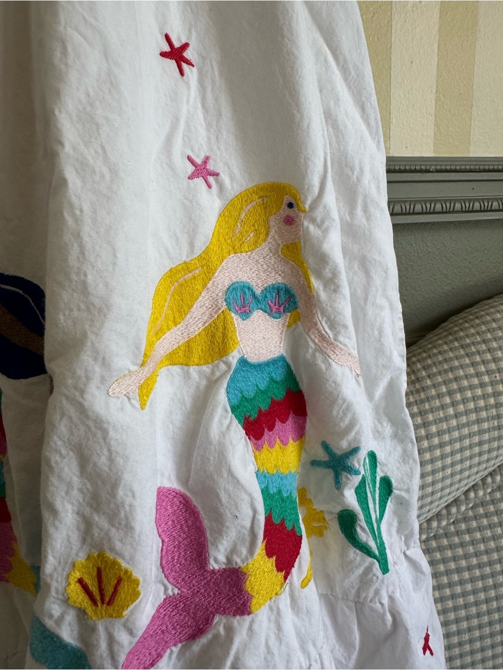 Mini Boden White Kids Mermaid Embroidered Dress - Picture 3 of 5